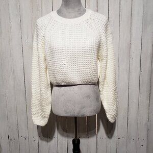 Asos Size 2 XS S Crop Sweater Cream Waffle Knit Stitch Pullover Cropped